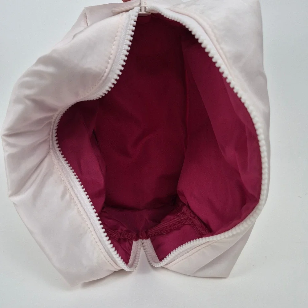 MAELYS Cosmetics Puffer Makeup Bag Pale Pink Quilted Nylon Travel Pouch